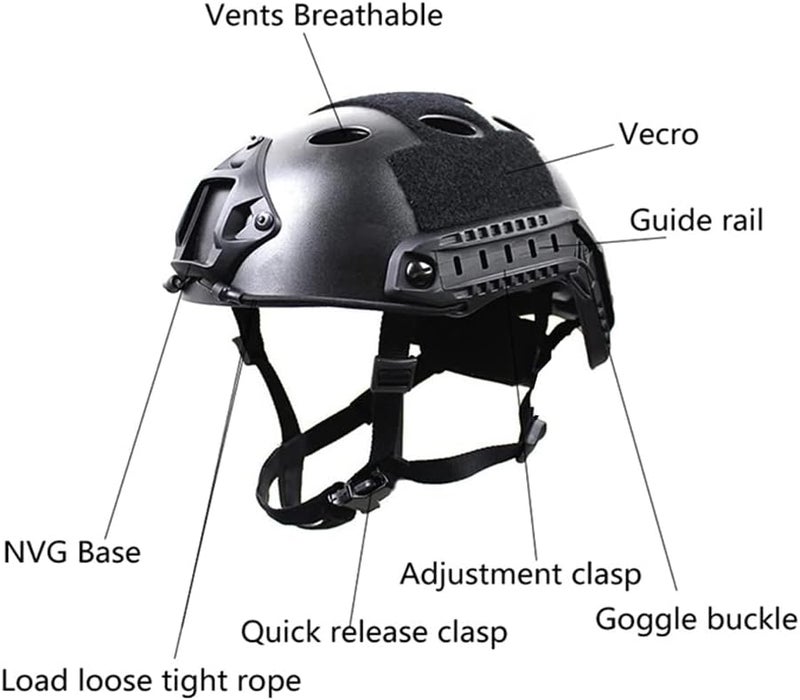 LEJUNJIE PJ Tactical Paintball Airsoft Helmet Fast Military Helmet with NVG Bracket and Side Guide Rail - Image 2
